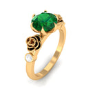 Rosec Jewels-2.5 CT Solitaire Created Emerald Flower Ring with Diamond