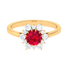 Rosec Jewels-Created Ruby and Diamond Halo Engagement Ring