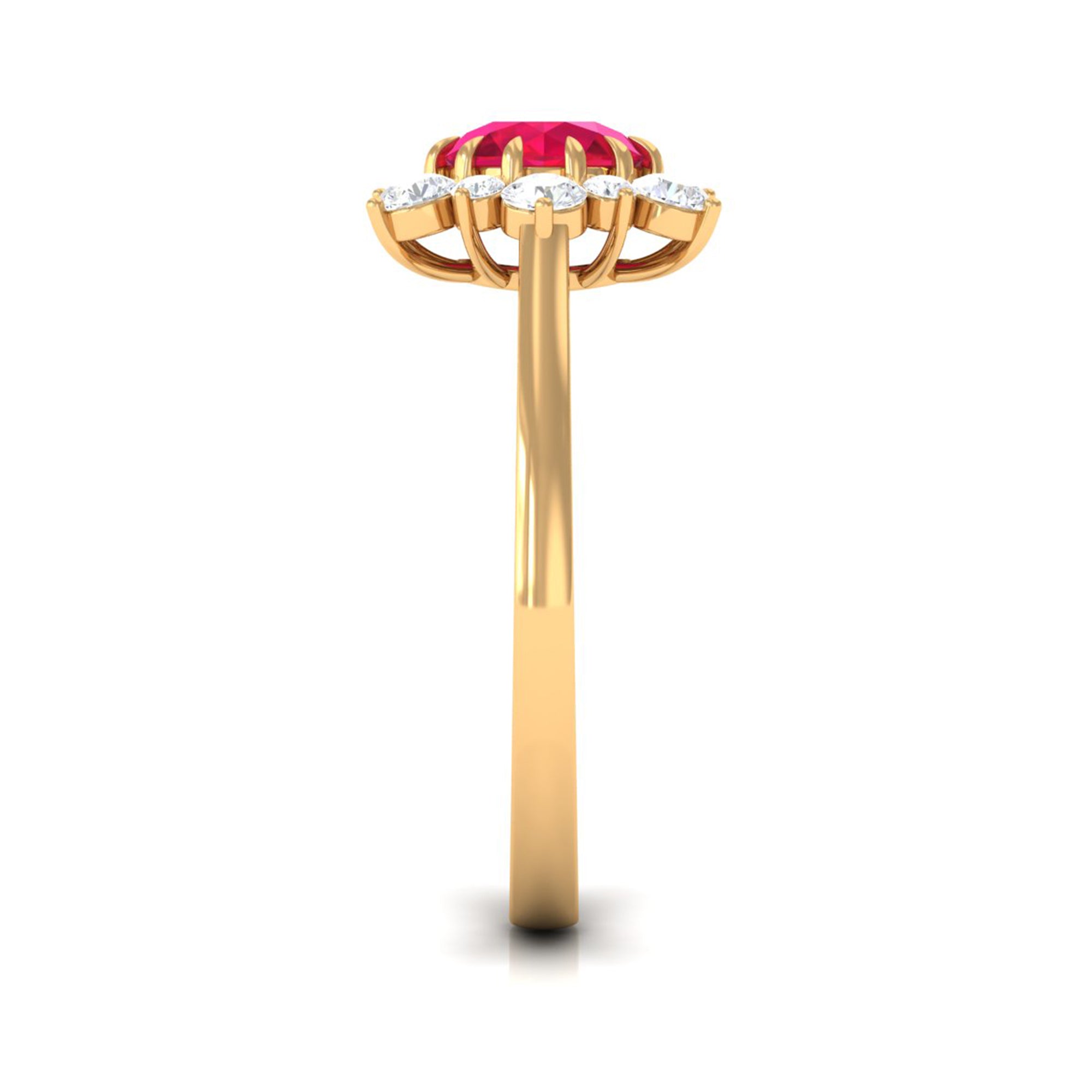 Rosec Jewels-Created Ruby and Diamond Halo Engagement Ring