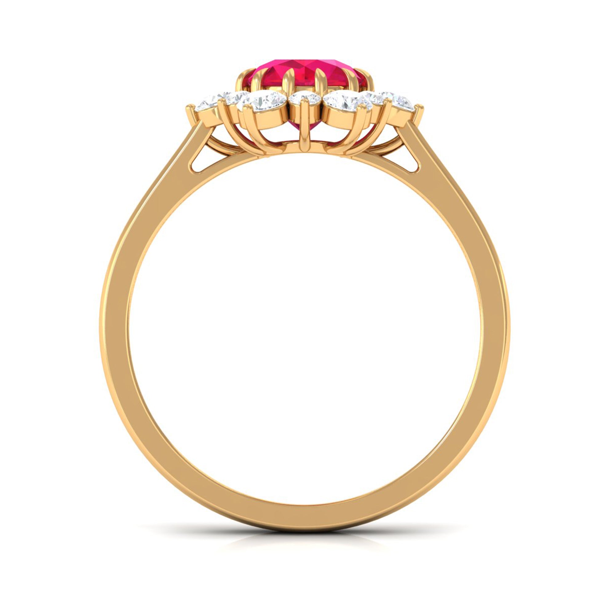 Rosec Jewels-Created Ruby and Diamond Halo Engagement Ring