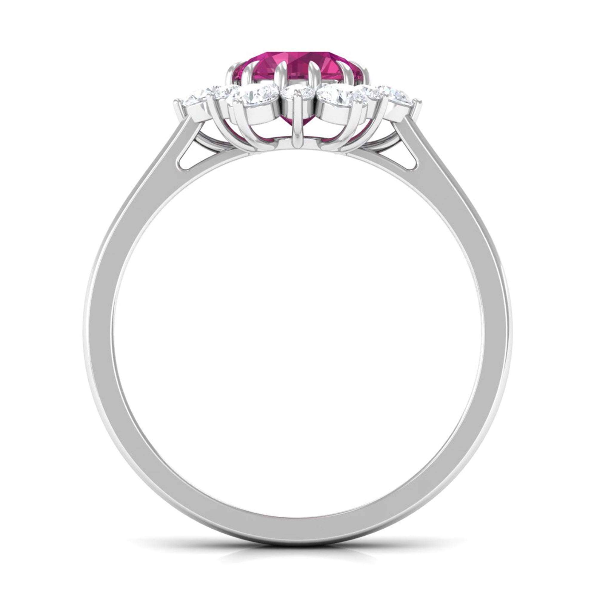 Rosec Jewels-2 CT Pink Tourmaline and Diamond Halo Engagement Ring