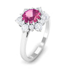 Rosec Jewels-2 CT Pink Tourmaline and Diamond Halo Engagement Ring