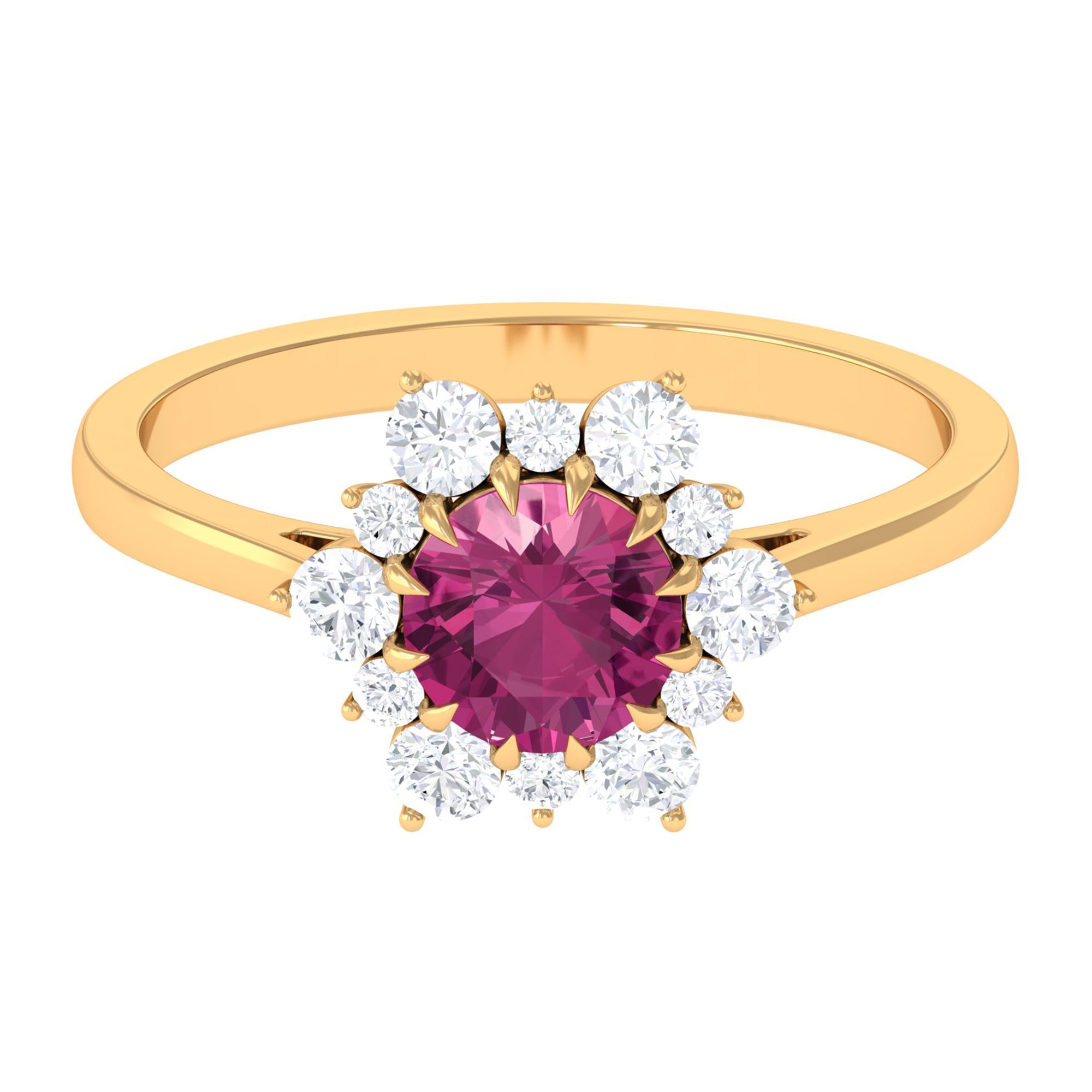 Rosec Jewels-2 CT Pink Tourmaline and Diamond Halo Engagement Ring