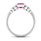 Rosec Jewels-Bezel Set Oval Pink Tourmaline Statement Engagement Ring with Diamond