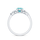 Rosec Jewels-1.75 CT Claw Set Sky Blue Topaz Flower Engagement Ring with Diamond