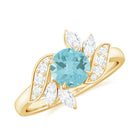 Rosec Jewels-1.75 CT Claw Set Sky Blue Topaz Flower Engagement Ring with Diamond