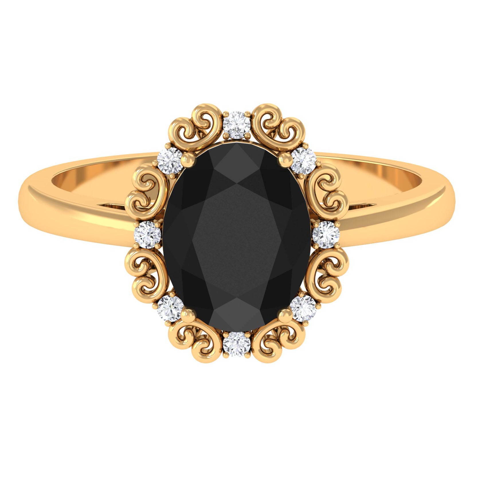 Rosec Jewels-Lab Grown Black Diamond Oval Engagement Ring with Diamond