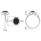 Rosec Jewels-Lab Grown Black Diamond Oval Engagement Ring with Diamond