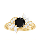 Rosec Jewels-Lab-Created Black Diamond Flower Engagement Ring with Diamond