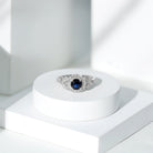 Rosec Jewels-Vintage Inspired Created Blue Sapphire and Diamond Engagement Ring