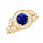 Rosec Jewels-Vintage Inspired Created Blue Sapphire and Diamond Engagement Ring