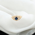 Rosec Jewels-Vintage Inspired Created Blue Sapphire and Diamond Engagement Ring