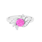 Rosec Jewels-1.5 CT Pink Sapphire Flower Engagement Ring with Diamond