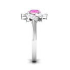 Rosec Jewels-1.5 CT Pink Sapphire Flower Engagement Ring with Diamond