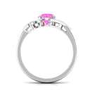 Rosec Jewels-1.5 CT Pink Sapphire Flower Engagement Ring with Diamond