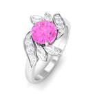 Rosec Jewels-1.5 CT Pink Sapphire Flower Engagement Ring with Diamond