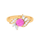 Rosec Jewels-1.5 CT Pink Sapphire Flower Engagement Ring with Diamond