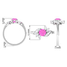 Rosec Jewels-1.5 CT Pink Sapphire Flower Engagement Ring with Diamond