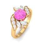 Rosec Jewels-1.5 CT Pink Sapphire Flower Engagement Ring with Diamond