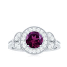 Rosec Jewels-Vintage Inspired Rhodolite Engagement Ring with Diamond