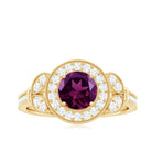 Rosec Jewels-Vintage Inspired Rhodolite Engagement Ring with Diamond