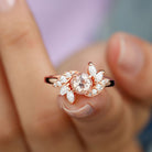 Rosec Jewels-1.25 CT Morganite Flower Engagement Ring with Diamond