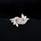 Rosec Jewels-1.25 CT Morganite Flower Engagement Ring with Diamond