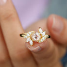 Rosec Jewels-1.25 CT Morganite Flower Engagement Ring with Diamond