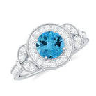 Rosec Jewels-Vintage Inspired Swiss Blue Topaz and Diamond Engagement Ring