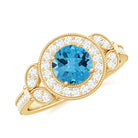 Rosec Jewels-Vintage Inspired Swiss Blue Topaz and Diamond Engagement Ring