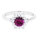 Rosec Jewels-1.75 CT Classic Rhodolite Engagement Ring with Diamond Halo