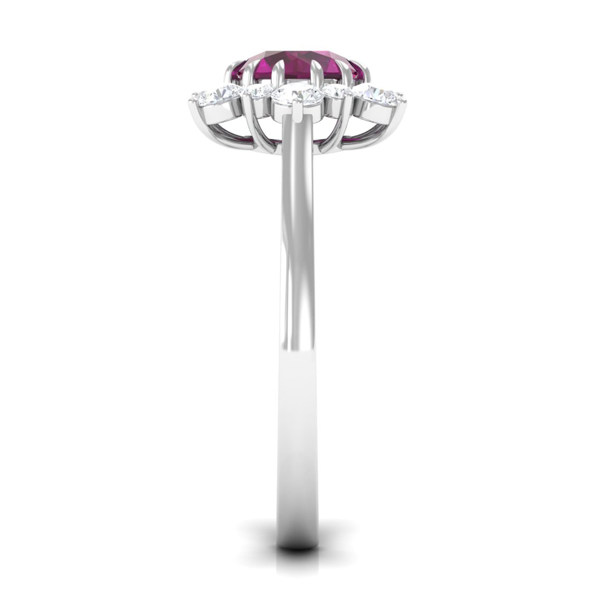 Rosec Jewels-1.75 CT Classic Rhodolite Engagement Ring with Diamond Halo