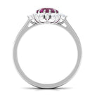 Rosec Jewels-1.75 CT Classic Rhodolite Engagement Ring with Diamond Halo