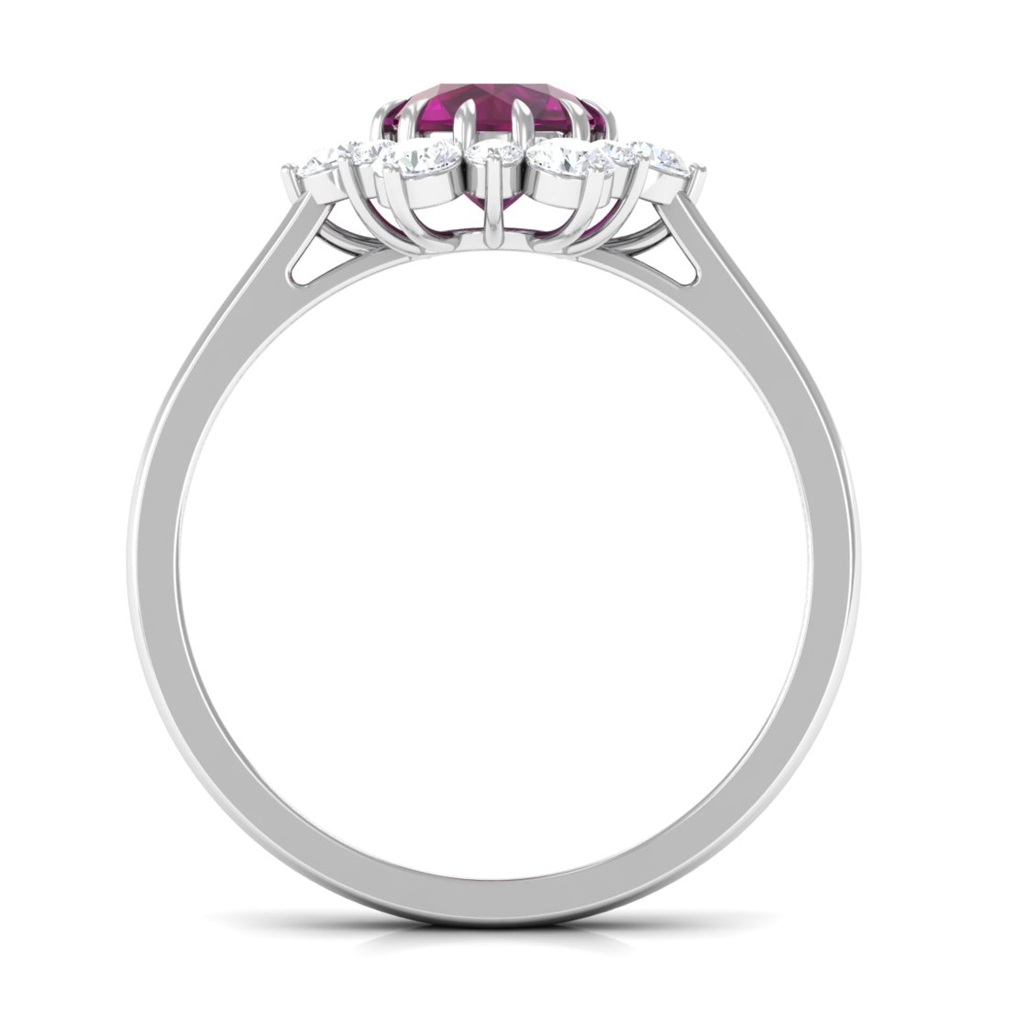 Rosec Jewels-1.75 CT Classic Rhodolite Engagement Ring with Diamond Halo