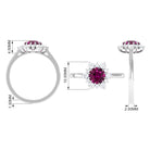 Rosec Jewels-1.75 CT Classic Rhodolite Engagement Ring with Diamond Halo