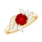 Rosec Jewels-2 CT Created Ruby Flower Engagement Ring with Diamond