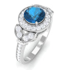 Rosec Jewels-1.50 CT London Blue Topaz Vintage Style Engagement Ring with Diamond