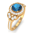 Rosec Jewels-1.50 CT London Blue Topaz Vintage Style Engagement Ring with Diamond