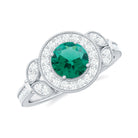 Rosec Jewels-Vintage Inspired Created Emerald and Diamond Engagement Ring