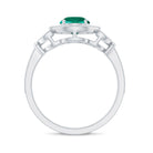 Rosec Jewels-Vintage Inspired Created Emerald and Diamond Engagement Ring