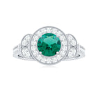 Rosec Jewels-Vintage Inspired Created Emerald and Diamond Engagement Ring