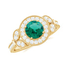 Rosec Jewels-Vintage Inspired Created Emerald and Diamond Engagement Ring