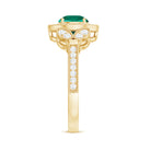 Rosec Jewels-Vintage Inspired Created Emerald and Diamond Engagement Ring