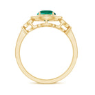 Rosec Jewels-Vintage Inspired Created Emerald and Diamond Engagement Ring