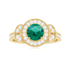 Rosec Jewels-Vintage Inspired Created Emerald and Diamond Engagement Ring