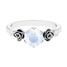 Rosec Jewels-Claw Set Solitaire Moonstone Flower Ring with Diamond