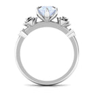 Rosec Jewels-Claw Set Solitaire Moonstone Flower Ring with Diamond