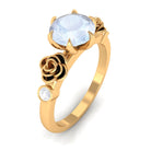 Rosec Jewels-Claw Set Solitaire Moonstone Flower Ring with Diamond