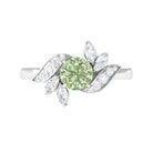 Rosec Jewels-Green Sapphire Flower Engagement Ring with Diamond