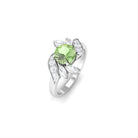 Rosec Jewels-Green Sapphire Flower Engagement Ring with Diamond